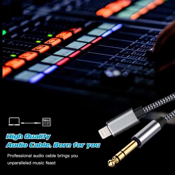 Lightning to 6.35mm 1/4 inch TRS Audio Stereo Cable for iPhone 14/13/12/XS/XR/8/ - Picture 2 of 6